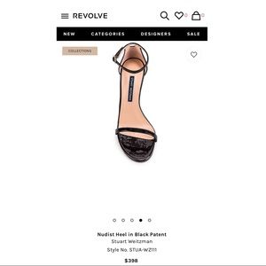 Stuart Weitzman Nudist Heel in Black Patent